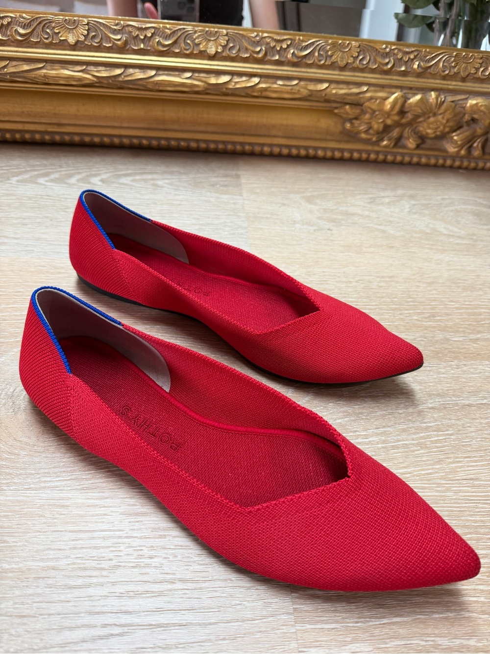 Rothy's Red Pointed-Toe Knit Flats